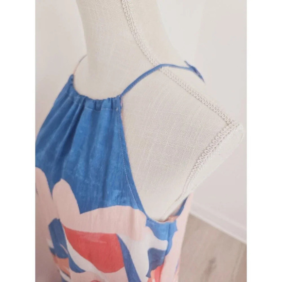 Maeve Anthropologie NWT Flounced Halter Chiffon Blue Pink Maxi Dress S Small - Picture 5 of 13